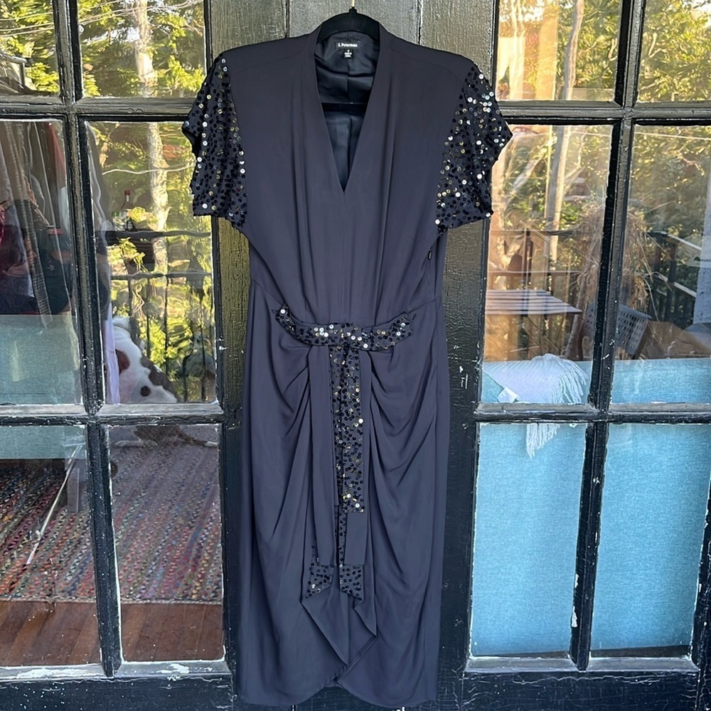 J. Peterman - Black Silk Sequin Dress - Size 2
